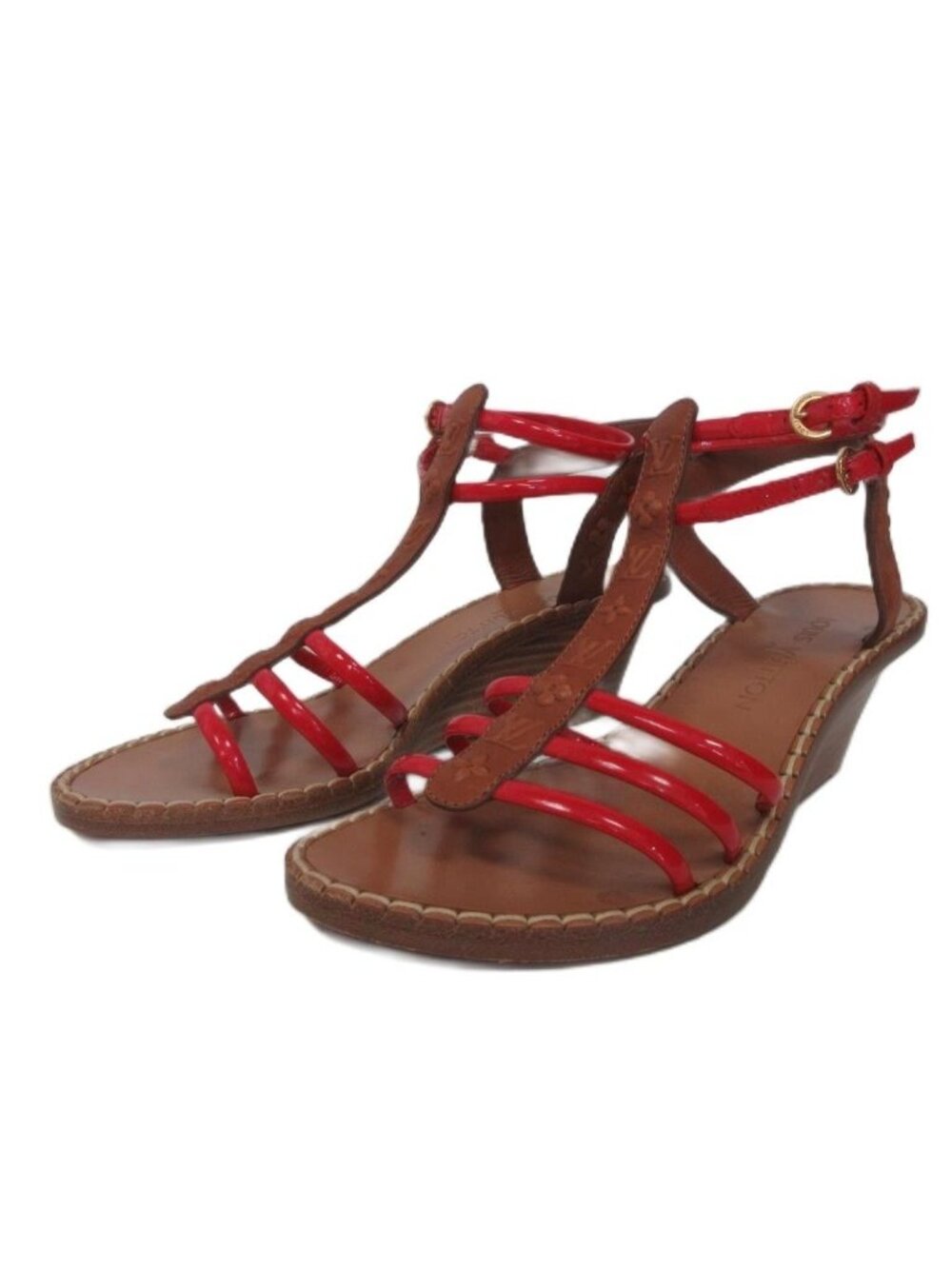 Louis Vuitton Monogram Wedge Sole Sandals Ankle Strap - Picture 1 of 8